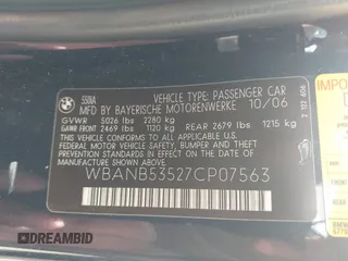 2007 BMW 5 Series 550i z VIN WBANB53527CP07563, wystawiony jako IAAI lot #42423575 z przebiegiem 122 091 mil mil oraz . Historia ofert i sprzedaży dostępna na DreamBid. Obrazek 9.
