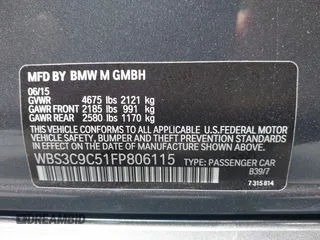 2015 BMW M3 z VIN WBS3C9C51FP806115, wystawiony jako IAAI lot #42164820 z przebiegiem 62 774 mil mil oraz . Historia ofert i sprzedaży dostępna na DreamBid. Obrazek 9.