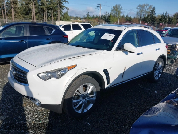 2014 Infiniti QX70 with VIN JN8CS1MW2EM411237, listed as a IAAI auction lot 42011806 with 148,133 mi miles and . Bid and sale history available at carsss.com. Image 14.
