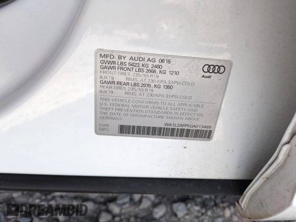 2016 Audi Q5 Premium Plus с VIN WA1L2AFP5GA013469, выставлен на аукционе Copart как лот 54628775 с пробегом 118 921 миль миль и Списание • Salvage title. История ставок и продаж доступна на DreamBid. Изображение 12.