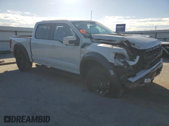 2024 Ford F-150 Raptor with VIN 1FTFW1RG9RFA65096, listed as a Copart auction lot 43702405 with 21,959 mi miles and Salvage Title. Bid and sale history available at DreamBid. Image 4.