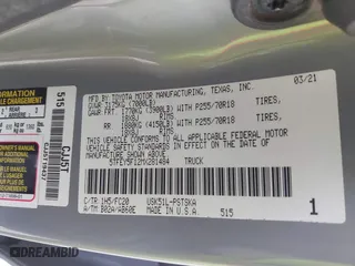 2021 Toyota Tundra 2WD SR5 with VIN 5TFEY5F12MX281484, listed as a IAAI auction lot 41856148 with 66,657 mi miles. Bid and sale history available at carsss.com. Image 9.