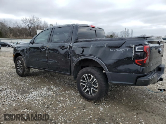2024 Ford Ranger LARIAT with VIN 1FTER4JH9RLE10329, listed as a Copart auction lot 45464135 with 11,371 mi miles and Salvage Title. Bid and sale history available at carsss.com. Image 2.