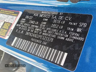 2023 Kia Rio S z VIN 3KPA24AD2PE521178, wystawiony jako Copart lot #54954905 z przebiegiem 67 034 mil mil oraz Tytuł czysty. Historia ofert i sprzedaży dostępna na DreamBid. Obrazek 12.