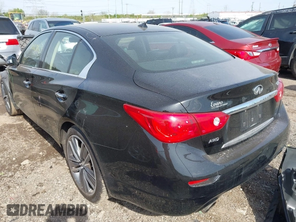 2015 Infiniti Q50 Premium with VIN JN1BV7AR1FM417499, listed as a IAAI auction lot 42063460 with 117,210 mi miles. Bid and sale history available at carsss.com. Image 3.