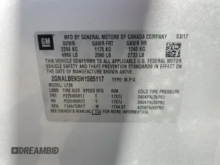 2017 Chevrolet Equinox LS with VIN 2GNALBEK5H1585117, listed as a Copart auction lot 51374395 with Not Provided miles and Salvage Title. Bid and sale history available at DreamBid. Image 14.
