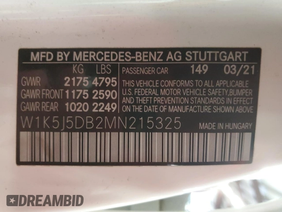 2021 Mercedes-Benz CLA 45 AMG with VIN W1K5J5DB2MN215325, listed as a Copart auction lot 82119754 with 51,071 mi miles and Clean Title. Bid and sale history available at DreamBid. Image 12.