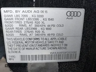 2015 Audi Q7 Premium Plus with VIN WA1LMAFE9FD031088, listed as a IAAI auction lot 42004406 with 208,707 mi miles and . Bid and sale history available at DreamBid. Image 9.