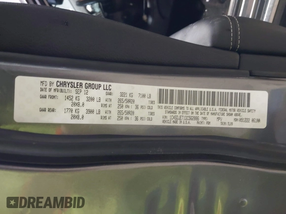 2013 Dodge Durango Citadel с VIN 1C4SDJET1DC562886, выставлен на аукционе IAAI как лот 41972885 с пробегом 123 024 миль миль и . История ставок и продаж доступна на DreamBid. Изображение 9.