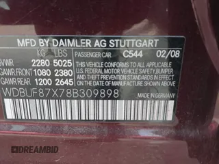 2008 Mercedes-Benz E 350 Luxury z VIN WDBUF87X78B309898, wystawiony jako IAAI lot #41238056 z przebiegiem 29 479 mil mil oraz . Historia ofert i sprzedaży dostępna na DreamBid. Obrazek 9.
