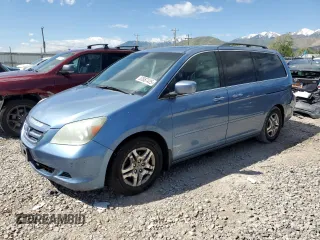 2006 Honda Odyssey EX-L z VIN 5FNRL38686B025733, wystawiony jako Copart lot #57657425 z przebiegiem 214 303 mil mil oraz Szkoda całkowita • Salvage title. Historia ofert i sprzedaży dostępna na DreamBid. Obrazek 1.