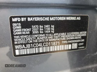 2020 BMW 5 Series with VIN WBAJB1C04LCD11871, listed as a Copart auction lot 66960324 with 4,850 mi miles and Salvage title. Bid and sale history available at DreamBid. Image 12.