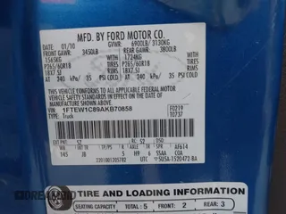 2010 Ford F-150 XL with VIN 1FTEW1C89AKB70858, listed as a IAAI auction lot 42175349 with 346,206 mi miles and . Bid and sale history available at DreamBid. Image 9.