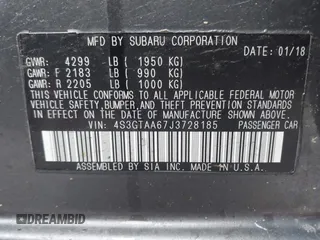 2018 Subaru Impreza with VIN 4S3GTAA67J3728185, listed as a IAAI auction lot 42140197 with 77,090 mi miles and . Bid and sale history available at DreamBid. Image 9.