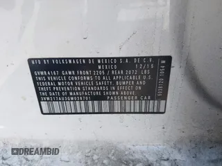 2016 Volkswagen Golf TSI S z VIN 3VW217AU3GM038701, wystawiony jako IAAI lot #42021568 z przebiegiem Nie podano mil oraz . Historia ofert i sprzedaży dostępna na DreamBid. Obrazek 9.