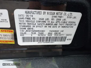 2019 Infiniti Q50 3.0t LUXE with VIN JN1EV7ARXKM593801, listed as a IAAI auction lot 40402805 with 54,318 mi miles. Bid and sale history available at carsss.com. Image 9.