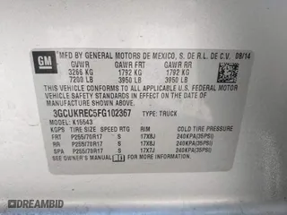 2015 Chevrolet Silverado 1500 LT with VIN 3GCUKREC5FG102367, listed as a IAAI auction lot 41960276 with 167,336 mi miles. Bid and sale history available at carsss.com. Image 9.