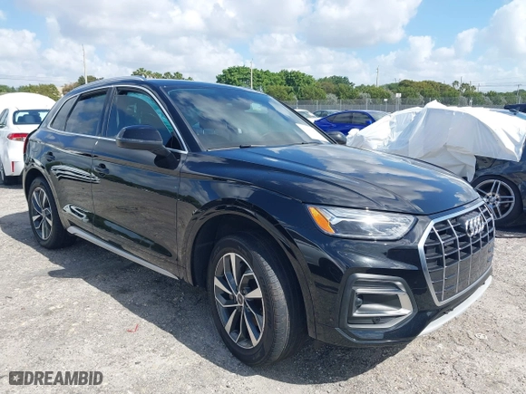 2021 Audi Q5 Premium with VIN WA1AAAFY0M2004865, listed as a IAAI auction lot 41935666 with 1 mi miles. Bid and sale history available at carsss.com. Image 1.