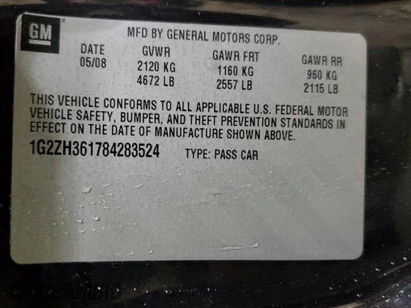 2008 Pontiac G6 GT with VIN 1G2ZH361784283524, listed as a Copart auction lot 42861745 with 78,502 mi miles and Clean title. Bid and sale history available at DreamBid. Image 12.