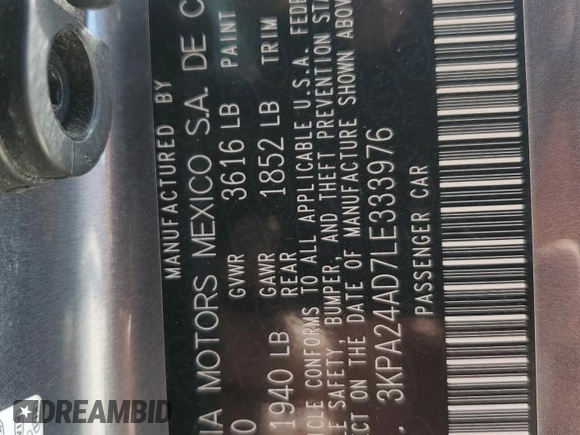 2020 Kia Rio S with VIN 3KPA24AD7LE333976, listed as a Copart auction lot 49512075 with 64,407 mi miles and Salvage Title. Bid and sale history available at DreamBid. Image 14.