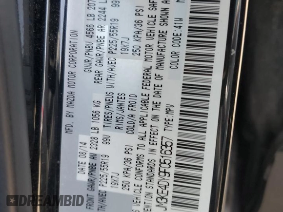 2015 Mazda CX-5 Grand Touring with VIN JM3KE4DY9F0516357, listed as a Copart auction lot 53156215 with 118,621 mi miles and Salvage Title. Bid and sale history available at DreamBid. Image 13.