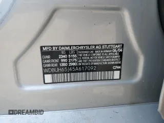 2005 Mercedes-Benz E 320 with VIN WDBUH65J45A617092, listed as a Copart auction lot 53119045 with 189,254 mi miles and Salvage Title. Bid and sale history available at DreamBid. Image 13.