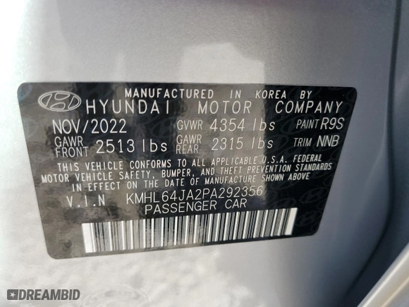 2023 Hyundai Sonata SEL with VIN KMHL64JA2PA292356, listed as a Copart auction lot 42425925 with 27,188 mi miles and Non Repairable. Bid and sale history available at carsss.com. Image 13.