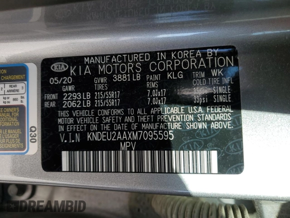 2021 Kia Seltos S with VIN KNDEU2AAXM7095595, listed as a Copart auction lot 87456074 with 122,712 mi miles and Clean Title. Bid and sale history available at DreamBid. Image 13.