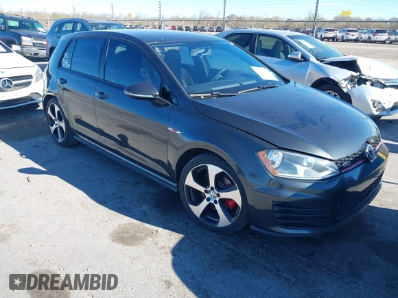 2016 Volkswagen Golf GTI SE with VIN 3VW5T7AUXGM038945, listed as a IAAI auction lot 41752353 with 125,253 mi miles. Bid and sale history available at carsss.com. Image 1.
