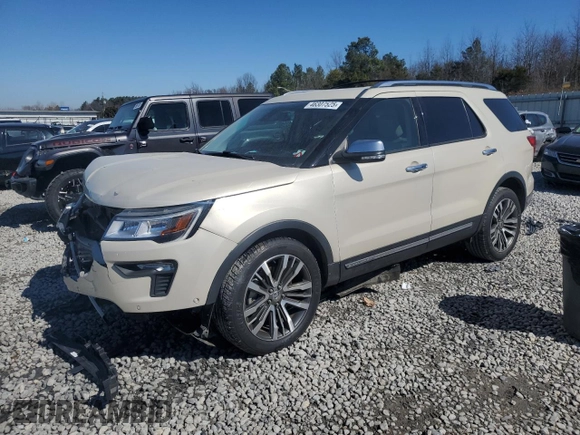 2018 Ford Explorer Platinum with VIN 1FM5K8HT6JGC94280, listed as a Copart auction lot 46307525 with 59,196 mi miles and Salvage Title. Bid and sale history available at carsss.com. Image 1.