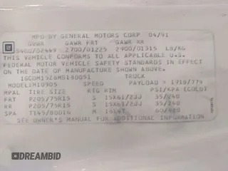1991 Chevrolet Astro z VIN 1GCDM15Z8MB180051, wystawiony jako IAAI lot #42226795 z przebiegiem 163 024 mil mil oraz . Historia ofert i sprzedaży dostępna na DreamBid. Obrazek 9.