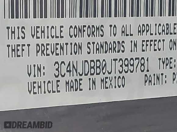 2018 Jeep Compass Altitude with VIN 3C4NJDBB0JT399781, listed as a IAAI auction lot 41711499 with 39,891 mi miles and . Bid and sale history available at carsss.com. Image 9.