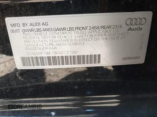 2008 Audi A4 2.0T with VIN WAUAF78E18A072100, listed as a IAAI auction lot 41414190 with 129,408 mi miles. Bid and sale history available at carsss.com. Image 9.