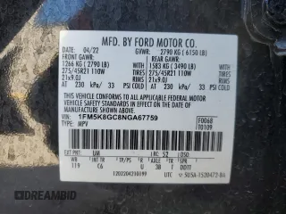 2022 Ford Explorer ST with VIN 1FM5K8GC8NGA67759, listed as a Copart auction lot 42695575 with 76,836 mi miles and Clean Title. Bid and sale history available at carsss.com. Image 14.