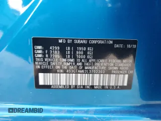 2020 Subaru Impreza Special Sports with VIN 4S3GTAM62L3702303, listed as a Copart auction lot 80070144 with 78,777 mi miles and Salvage title. Bid and sale history available at DreamBid. Image 13.
