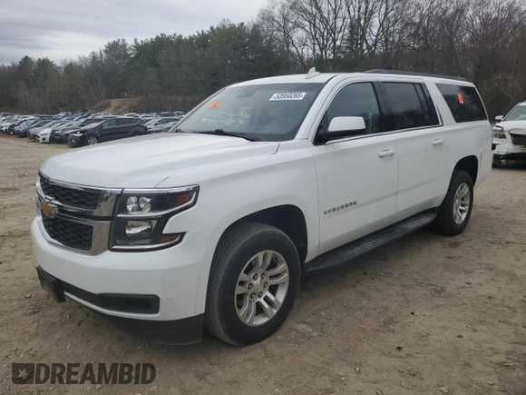 2019 Chevrolet Suburban LT with VIN 1GNSKHKC6KR205434, listed as a Copart auction lot 53950265 with 104,384 mi miles and Salvage Title. Bid and sale history available at DreamBid. Image 1.