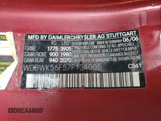 2007 Mercedes-Benz SLK 350 with VIN WDBWK56F57F134005, listed as a Copart auction lot 42755005 with 132,725 mi miles and Salvage title. Bid and sale history available at DreamBid. Image 12.