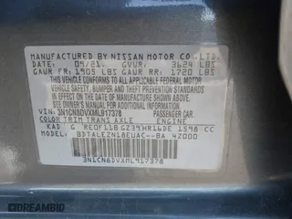 2021 Nissan Versa S with VIN 3N1CN8DVXML917378, listed as a IAAI auction lot 41810068 with 51,263 mi miles. Bid and sale history available at carsss.com. Image 9.