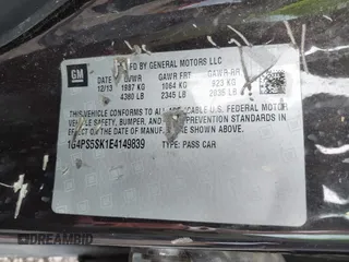 2014 Buick Verano Group with VIN 1G4PS5SK1E4149839, listed as a IAAI auction lot 42773130 with Not provided miles and . Bid and sale history available at DreamBid. Image 9.