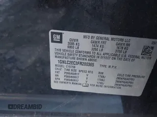 2015 Chevrolet Tahoe Commercial with VIN 1GNLC2EC3FR280365, listed as a IAAI auction lot 40580594 with 195,740 mi miles and . Bid and sale history available at DreamBid. Image 9.