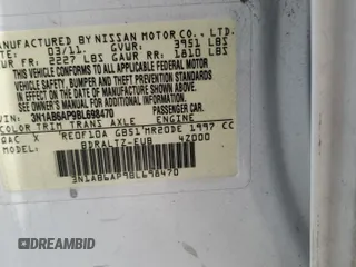 2011 Nissan Sentra SR with VIN 3N1AB6AP9BL698470, listed as a Copart auction lot 63661525 with 173,188 mi miles and Salvage title. Bid and sale history available at DreamBid. Image 12.