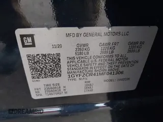 2021 Cadillac XT4 FWD Premium Luxury with VIN 1GYFZCR41MF041306, listed as a IAAI auction lot 41143747 with 53,116 mi miles. Bid and sale history available at carsss.com. Image 9.
