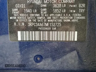 2021 Hyundai Accent Limited with VIN 3KPC34A67ME152725, listed as a Copart auction lot 74799464 with 24,519 mi miles and Salvage Title. Bid and sale history available at carsss.com. Image 14.