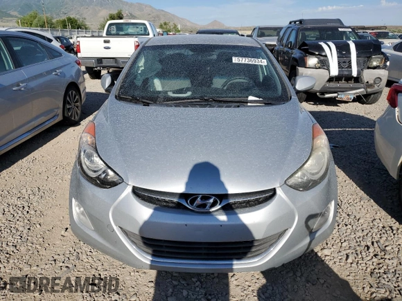 2013 Hyundai Elantra GLS with VIN 5NPDH4AE5DH327546, listed as a Copart auction lot 57736934 with 117,412 mi miles and Salvage title. Bid and sale history available at DreamBid. Image 5.