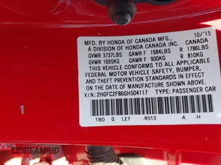 2016 Honda Civic Sedan EX with VIN 2HGFC2F86GH504117, listed as a IAAI auction lot 41935116 with 147,848 mi miles. Bid and sale history available at carsss.com. Image 9.