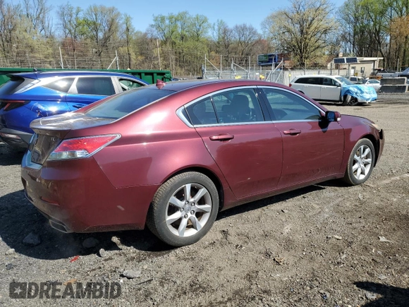 2012 Acura TL Tech Auto with VIN 19UUA8F50CA022807, listed as a Copart auction lot 51890945 with 186,107 mi miles and Salvage Title. Bid and sale history available at carsss.com. Image 3.
