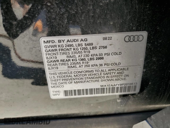 2023 Audi Q5 S line Premium Plus z VIN WA1EAAFY9P2018513, wystawiony jako Copart lot #47576785 z przebiegiem 44 580 mil mil oraz Szkody całkowita. Historia ofert i sprzedaży dostępna na DreamBid. Obrazek 12.
