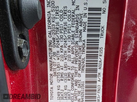 2009 Toyota Tacoma with VIN 5TEPX42N49Z611561, listed as a Copart auction lot 51891465 with 94,206 mi miles and Clean Title. Bid and sale history available at DreamBid. Image 10.
