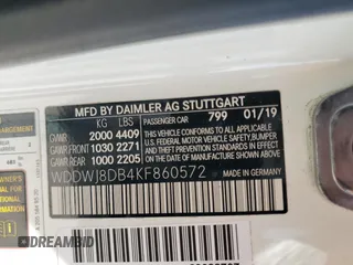 2019 Mercedes-Benz C 300 with VIN WDDWJ8DB4KF860572, listed as a Copart auction lot 47736605 with 38,051 mi miles and Salvage title. Bid and sale history available at DreamBid. Image 13.