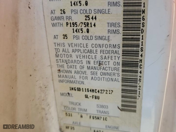 1991 Nissan Trucks 2WD XE with VIN 1N6SD11S4MC427217, listed as a Copart auction lot 73677614 with 292,293 mi miles and Salvage Title. Bid and sale history available at carsss.com. Image 14.